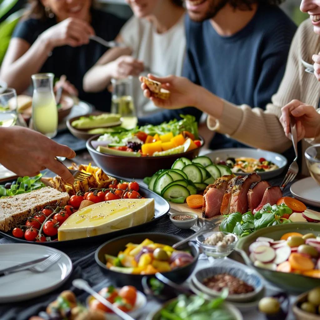 Diverse group enjoying healthy meals, illustrating various intermittent fasting methods