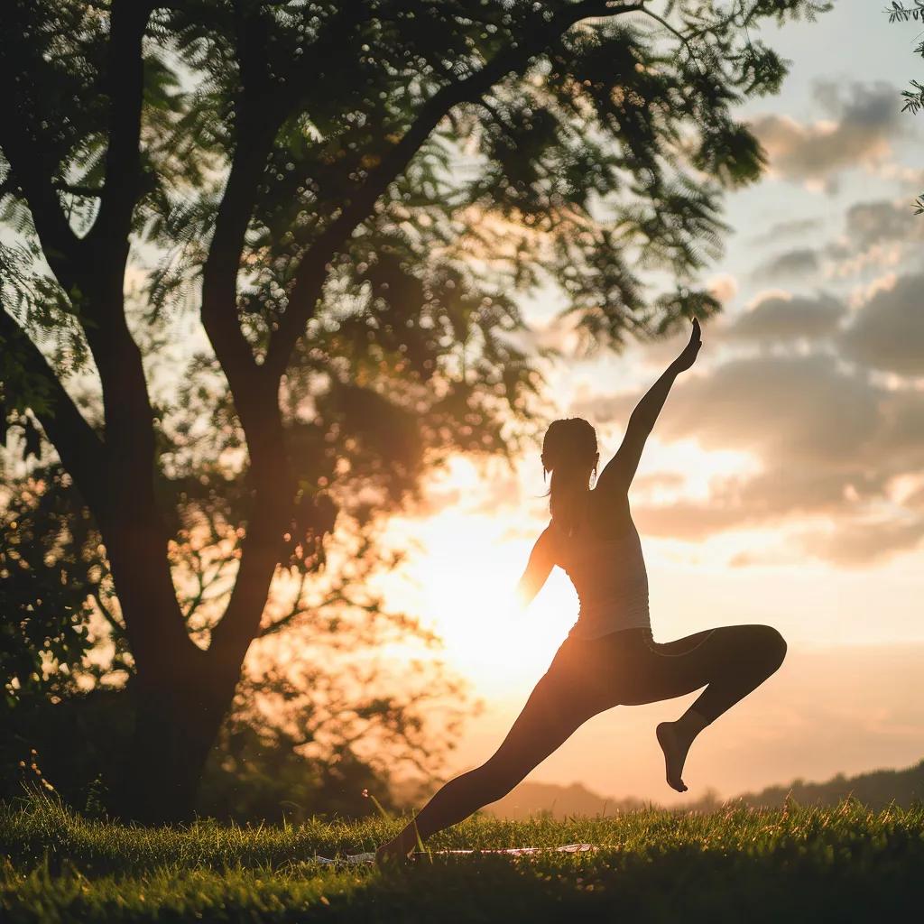 Person practicing yoga outdoors, highlighting the synergy between intermittent fasting and exercise