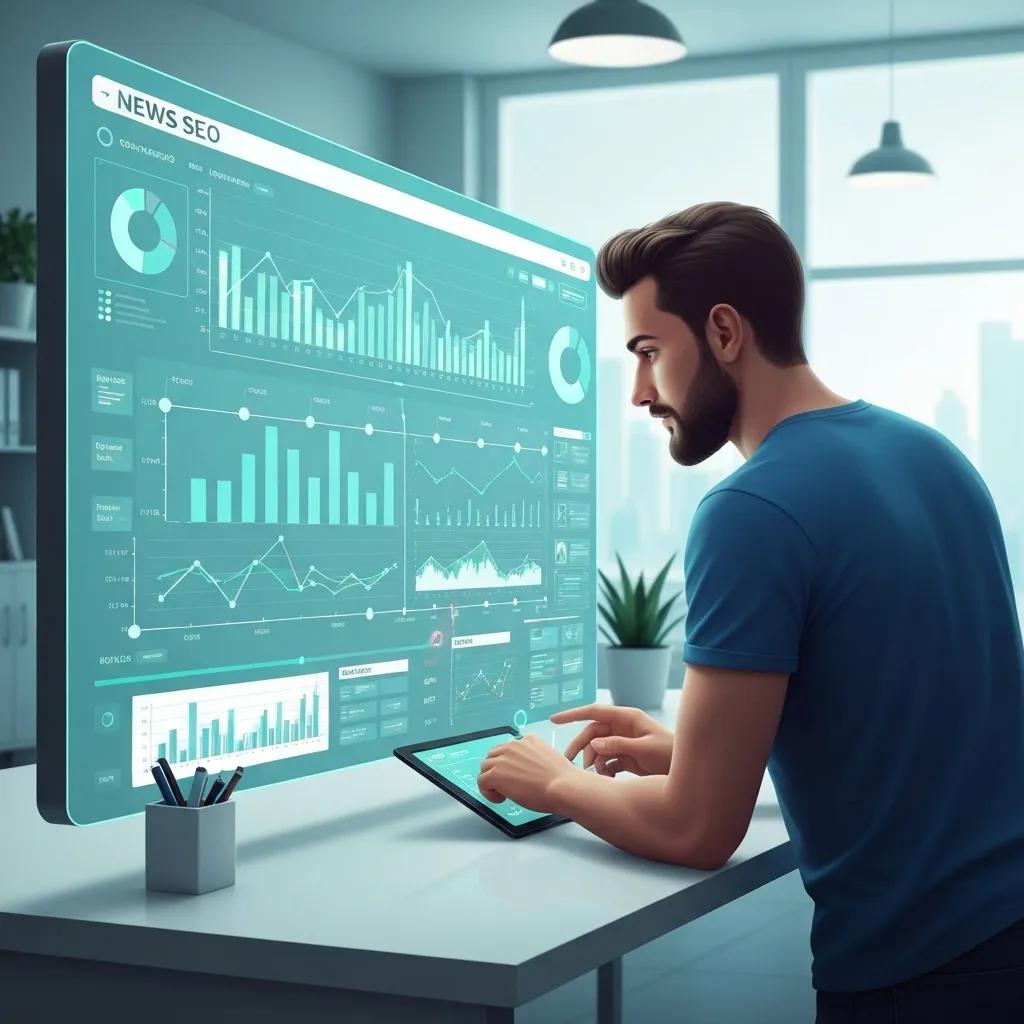 AI interface displaying news SEO analytics and trends