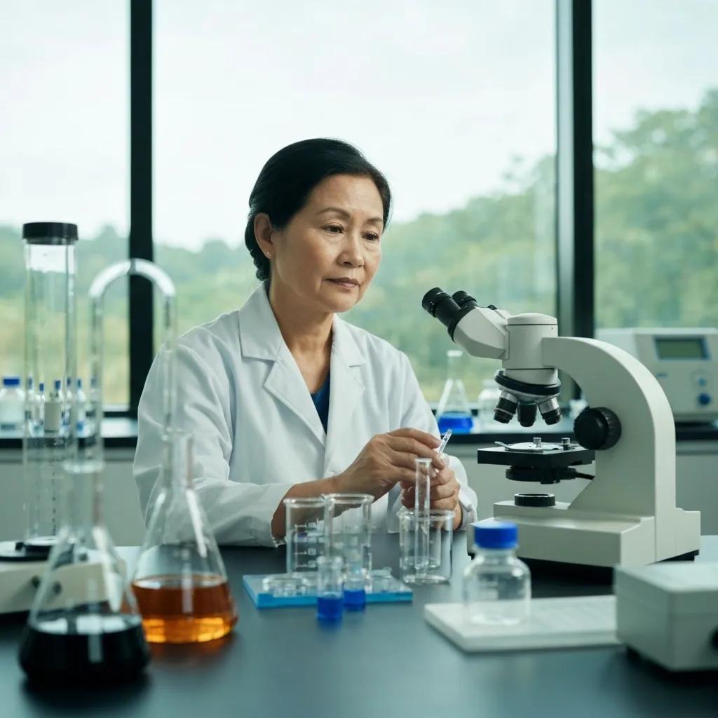 Laboratory analysis of water samples for PFAS contamination, highlighting environmental science