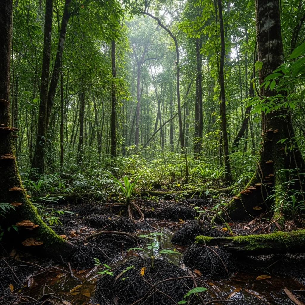 Congo Basin rainforest showcasing dense tree cover and carbon-rich peatlands