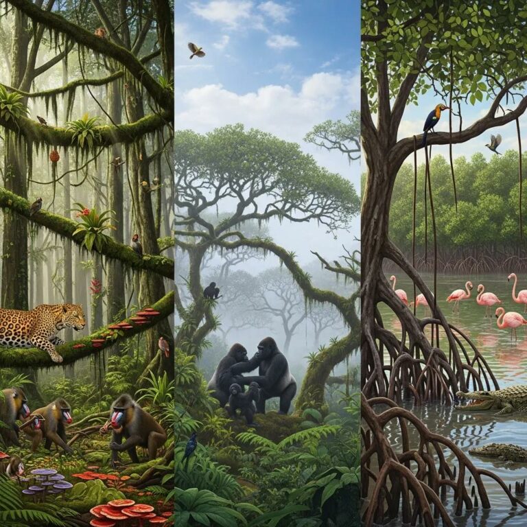 Diverse ecosystems of Africa's forests showcasing rich biodiversity and vibrant landscapes